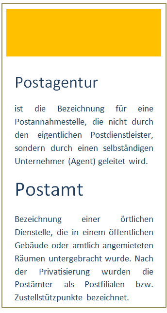 Postagentur und Postamt